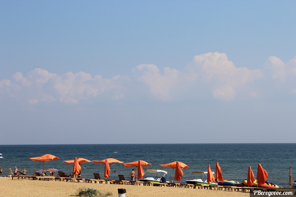 оранжевые зонтики в береговом